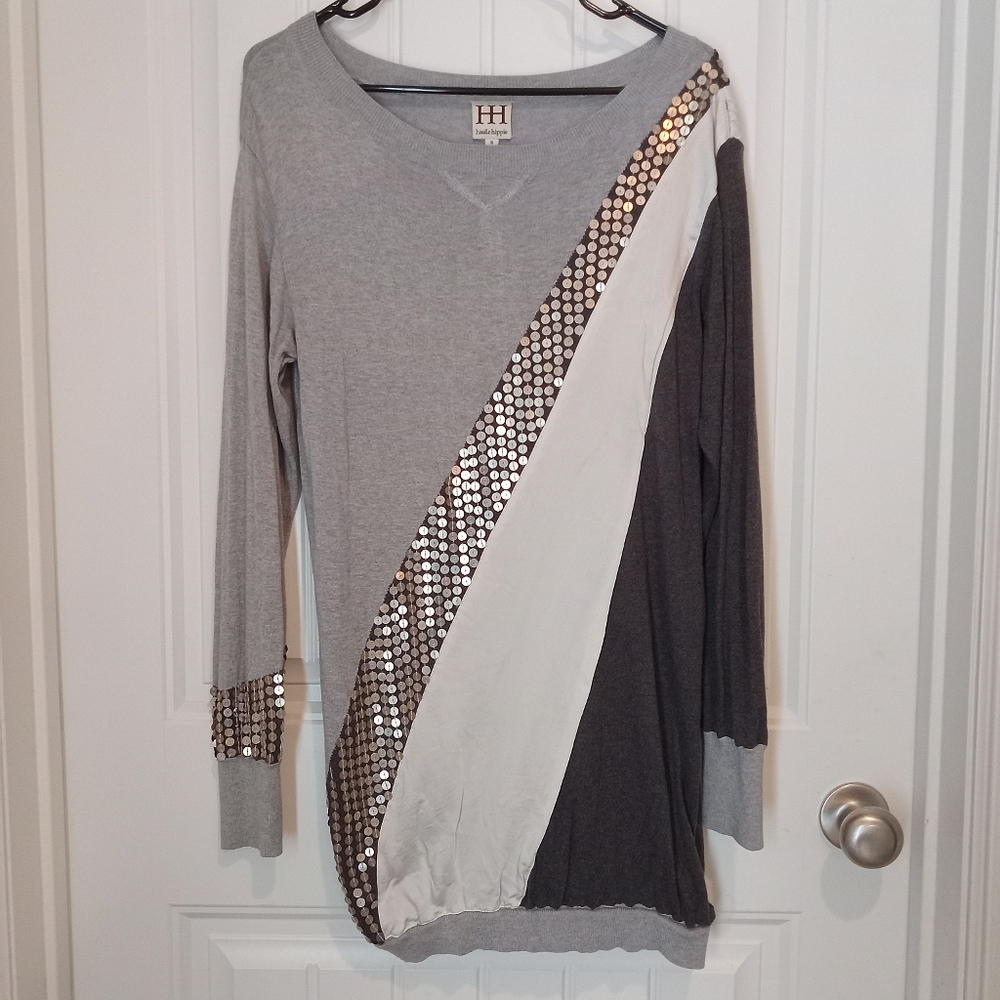 Haute Hippie silk cashmere tunic sweater dress S
